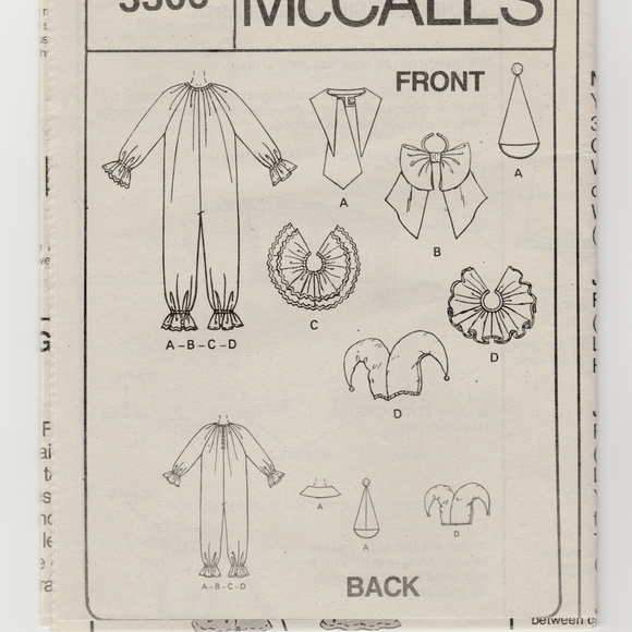 Childs Clown Costume-Jumpsuit-Hat-Sewing Pattern - Picture 3 of 4